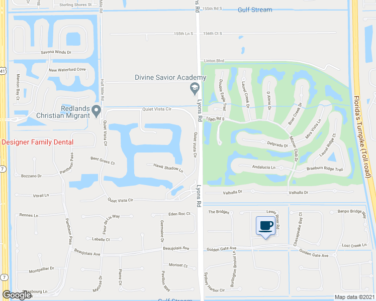map of restaurants, bars, coffee shops, grocery stores, and more near 16191 Quiet Vista Circle in Delray Beach