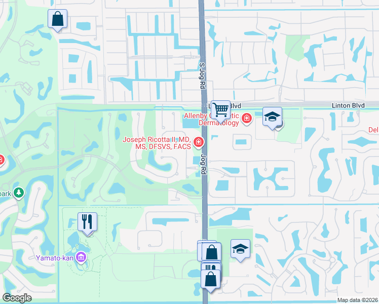 map of restaurants, bars, coffee shops, grocery stores, and more near 16267 Bristol Pointe Drive in Delray Beach
