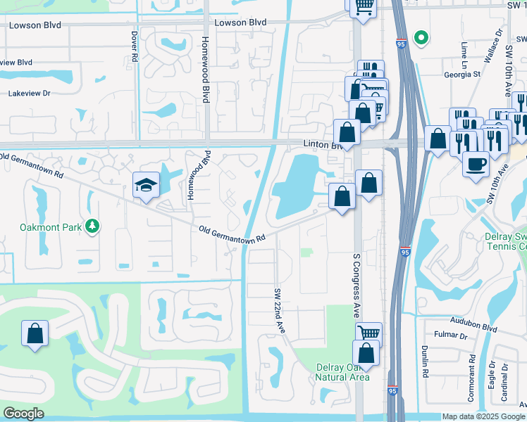 map of restaurants, bars, coffee shops, grocery stores, and more near 149 Linton Lake Drive in Delray Beach