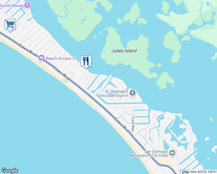 map of restaurants, bars, coffee shops, grocery stores, and more near 331 Randy Lane in Fort Myers Beach