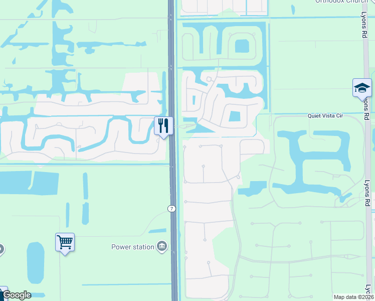 map of restaurants, bars, coffee shops, grocery stores, and more near 9925 Bozzano Drive in Delray Beach