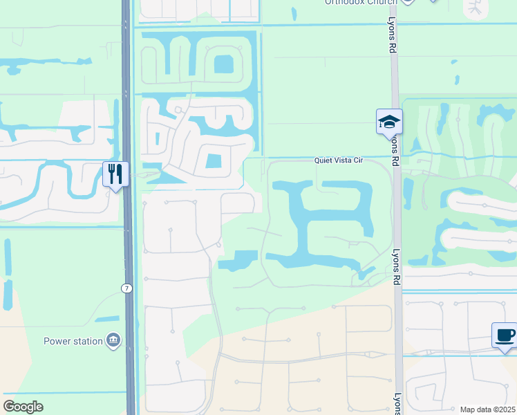 map of restaurants, bars, coffee shops, grocery stores, and more near 16215 Pantheon Pass in Delray Beach