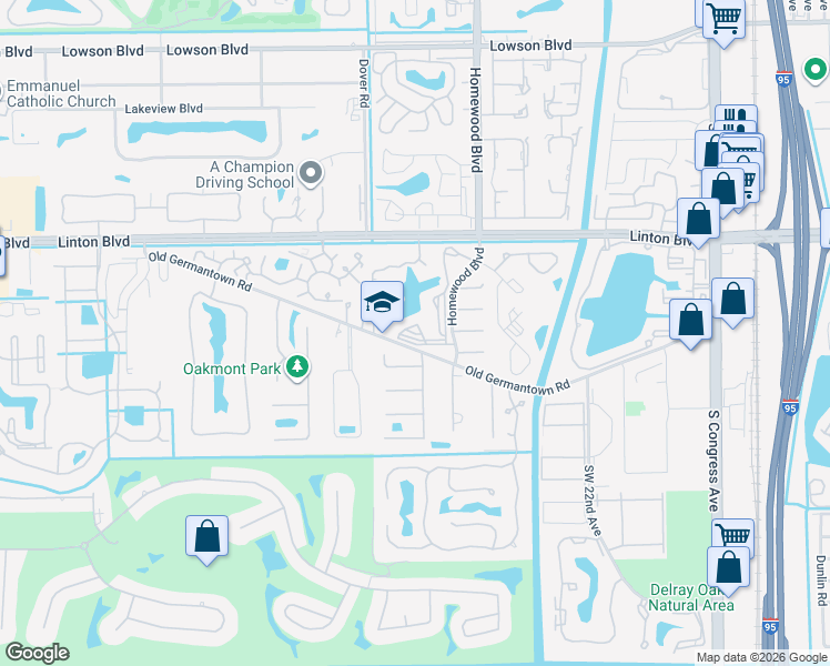 map of restaurants, bars, coffee shops, grocery stores, and more near 2070 Homewood Boulevard in Delray Beach