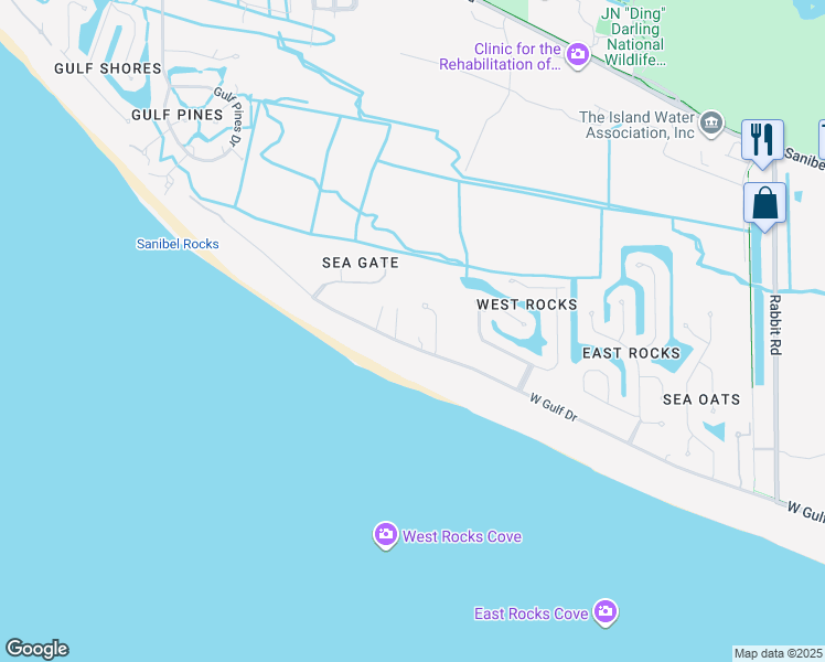 map of restaurants, bars, coffee shops, grocery stores, and more near 4090 West Gulf Drive in Sanibel
