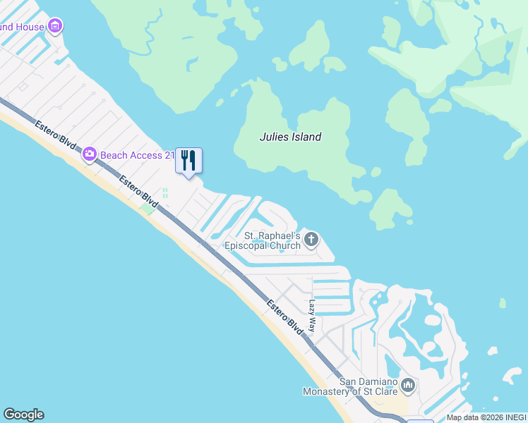 map of restaurants, bars, coffee shops, grocery stores, and more near 331 Randy Lane in Fort Myers Beach