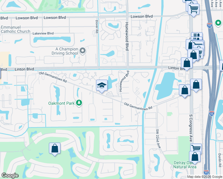 map of restaurants, bars, coffee shops, grocery stores, and more near 2070 Homewood Boulevard in Delray Beach
