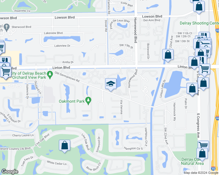 map of restaurants, bars, coffee shops, grocery stores, and more near 1885 Palm Cove Boulevard in Delray Beach