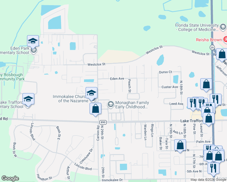 map of restaurants, bars, coffee shops, grocery stores, and more near 2720 Wilton Court in Immokalee