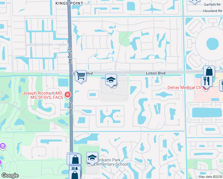map of restaurants, bars, coffee shops, grocery stores, and more near 6200 Linton Boulevard in Delray Beach