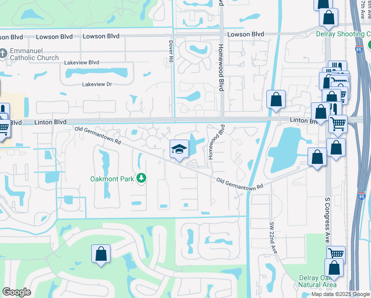 map of restaurants, bars, coffee shops, grocery stores, and more near 1865 Palm Cove Boulevard in Delray Beach