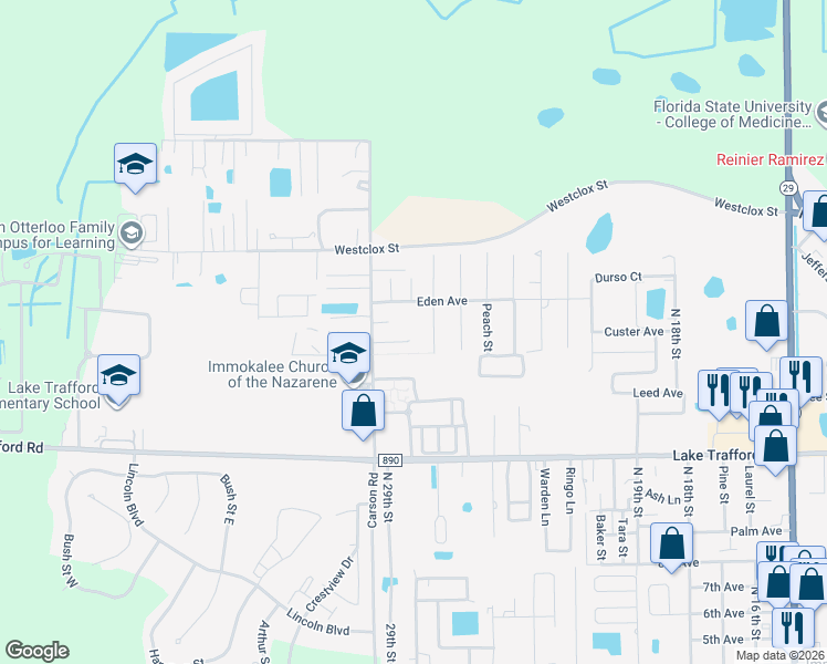 map of restaurants, bars, coffee shops, grocery stores, and more near 2720 Wilton Court in Immokalee