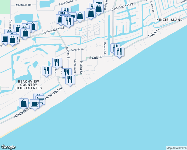 map of restaurants, bars, coffee shops, grocery stores, and more near 999 East Gulf Drive in Sanibel