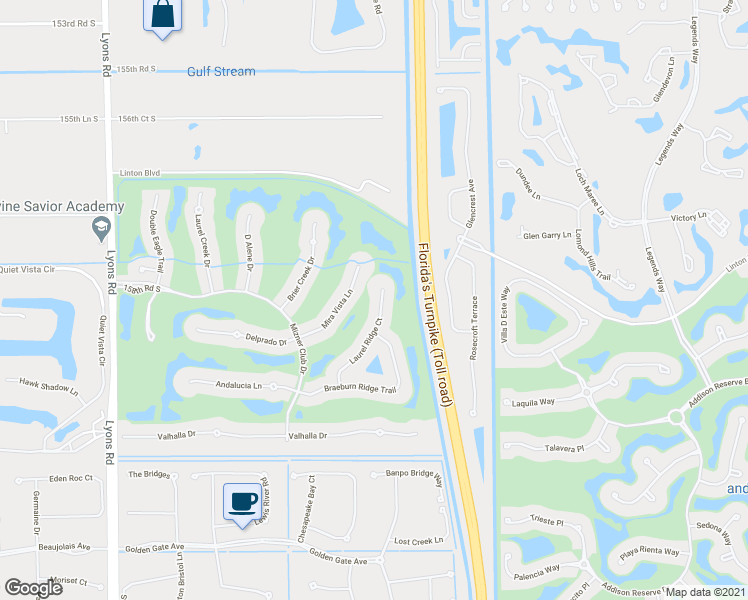 map of restaurants, bars, coffee shops, grocery stores, and more near 8023 Laurel Ridge Court in Delray Beach