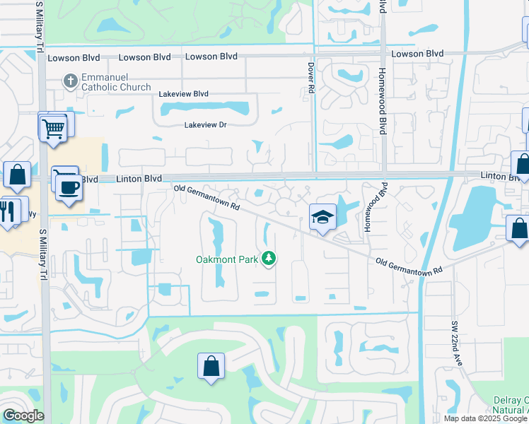 map of restaurants, bars, coffee shops, grocery stores, and more near 3216 Spanish Wells Drive in Delray Beach