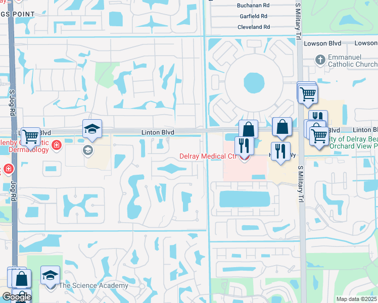 map of restaurants, bars, coffee shops, grocery stores, and more near 5521 Via De La Plata Circle in Delray Beach