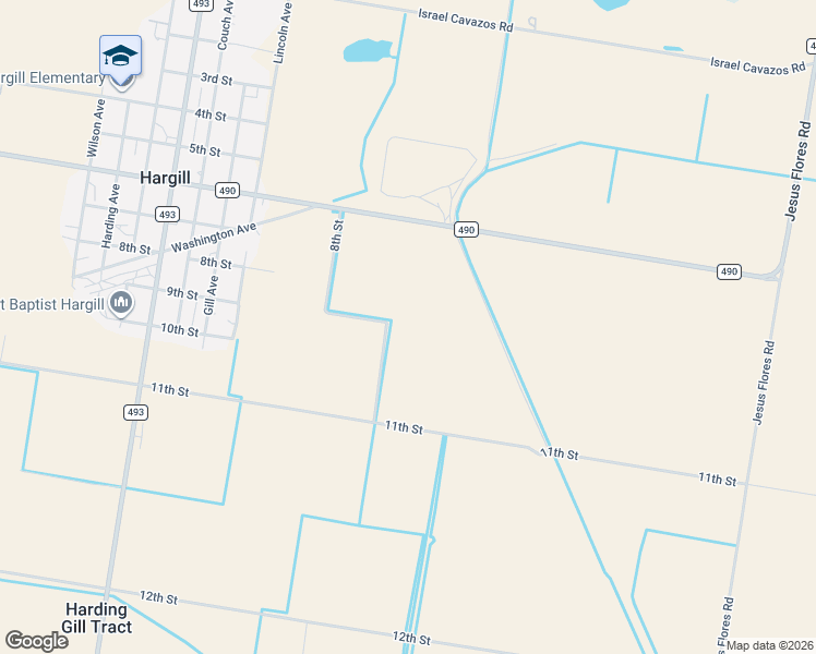 map of restaurants, bars, coffee shops, grocery stores, and more near 11705 Farm to Market Road 490 in Hargill
