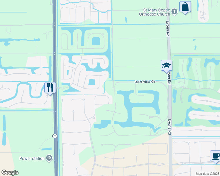 map of restaurants, bars, coffee shops, grocery stores, and more near 16101 Half Mile Road in Delray Beach