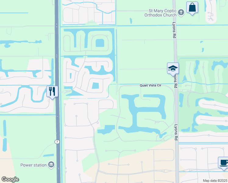 map of restaurants, bars, coffee shops, grocery stores, and more near 16101 Half Mile Road in Delray Beach
