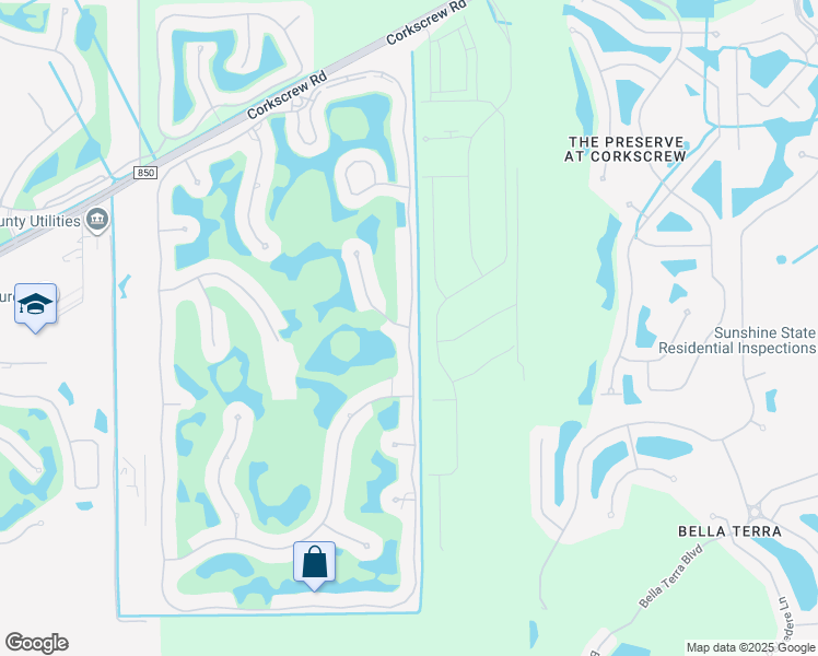map of restaurants, bars, coffee shops, grocery stores, and more near 20401 Wildcat Run Drive in Estero
