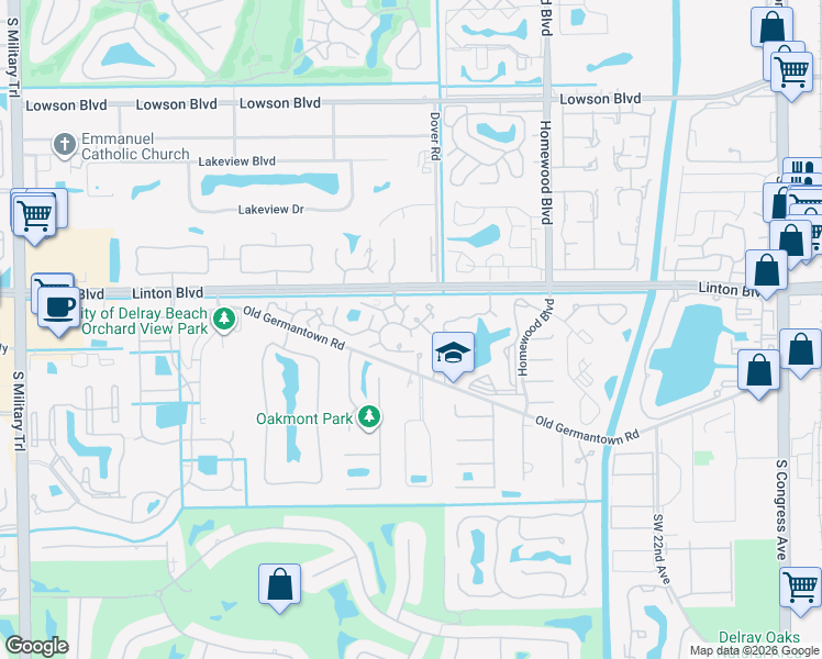 map of restaurants, bars, coffee shops, grocery stores, and more near 3110 San Clara Drive in Delray Beach