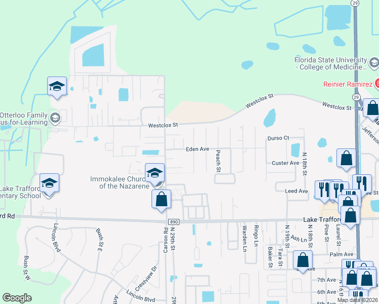map of restaurants, bars, coffee shops, grocery stores, and more near 2720 Wilton Court in Immokalee