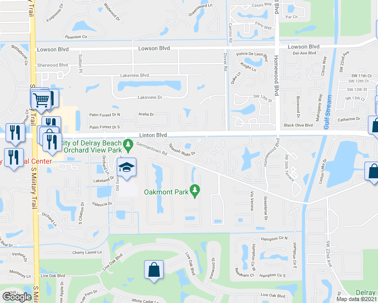 map of restaurants, bars, coffee shops, grocery stores, and more near 3216 Spanish Wells Drive in Delray Beach