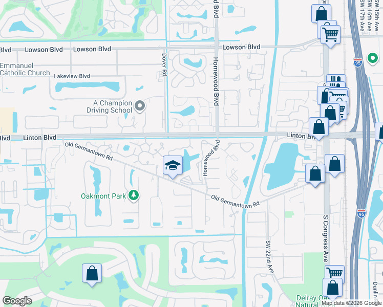 map of restaurants, bars, coffee shops, grocery stores, and more near 141 Southwest 26th Terrace in Delray Beach