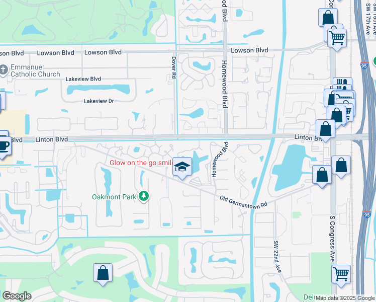 map of restaurants, bars, coffee shops, grocery stores, and more near 1700 Palm Cove Boulevard in Delray Beach