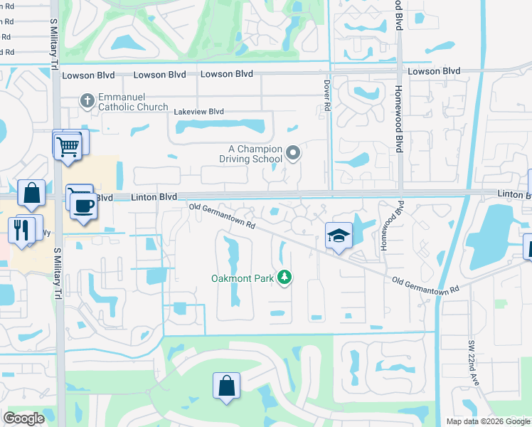 map of restaurants, bars, coffee shops, grocery stores, and more near 8 San Fernando Drive in Delray Beach