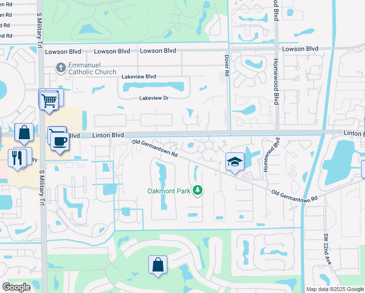 map of restaurants, bars, coffee shops, grocery stores, and more near 3319 Spanish Wells Drive in Delray Beach