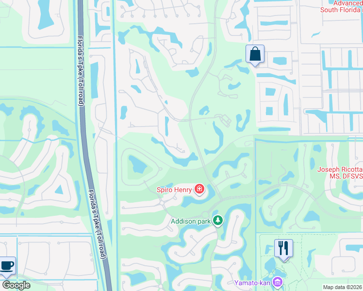 map of restaurants, bars, coffee shops, grocery stores, and more near 16032 Lomond Hills Trail in Delray Beach