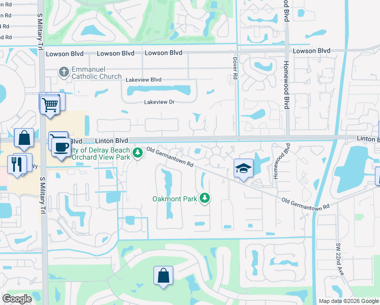 map of restaurants, bars, coffee shops, grocery stores, and more near 3319 Spanish Wells Drive in Delray Beach