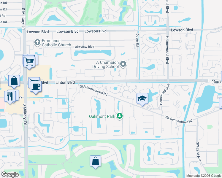 map of restaurants, bars, coffee shops, grocery stores, and more near 3319 Spanish Wells Drive in Delray Beach