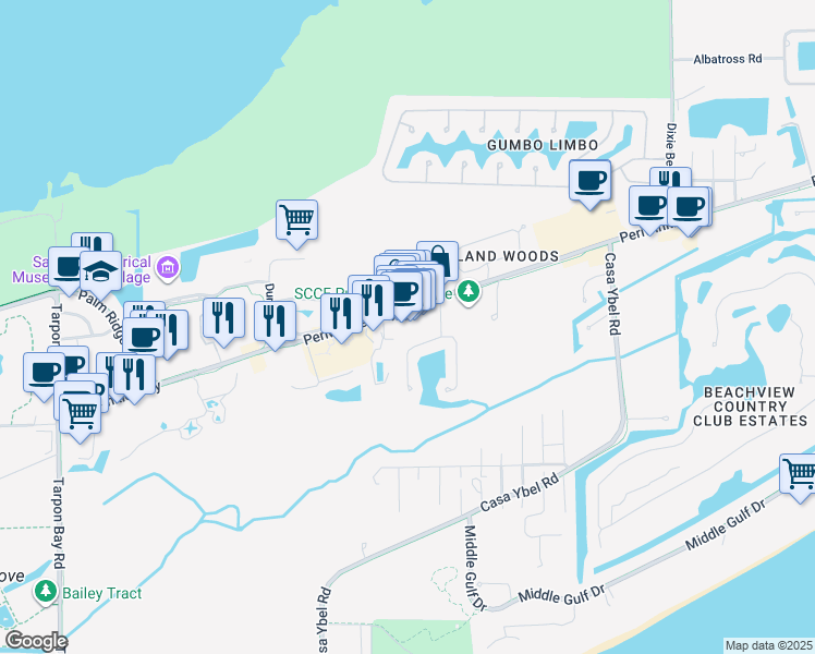 map of restaurants, bars, coffee shops, grocery stores, and more near 1997 Periwinkle Way in Sanibel