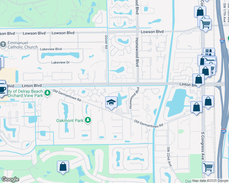 map of restaurants, bars, coffee shops, grocery stores, and more near 1700 Palm Cove Boulevard in Delray Beach