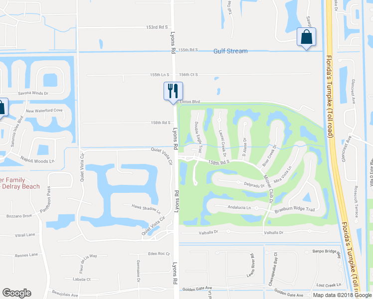 map of restaurants, bars, coffee shops, grocery stores, and more near 8927 Oakland Hills Drive in Delray Beach