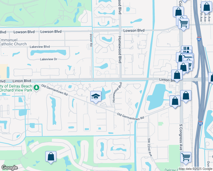 map of restaurants, bars, coffee shops, grocery stores, and more near 1 Southwest 26th Terrace in Delray Beach