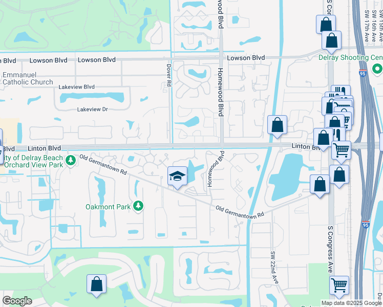 map of restaurants, bars, coffee shops, grocery stores, and more near 1700 Palm Cove Boulevard in Delray Beach