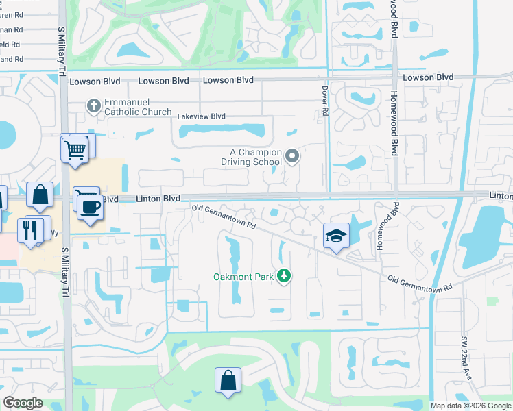 map of restaurants, bars, coffee shops, grocery stores, and more near 3319 Spanish Wells Drive in Delray Beach