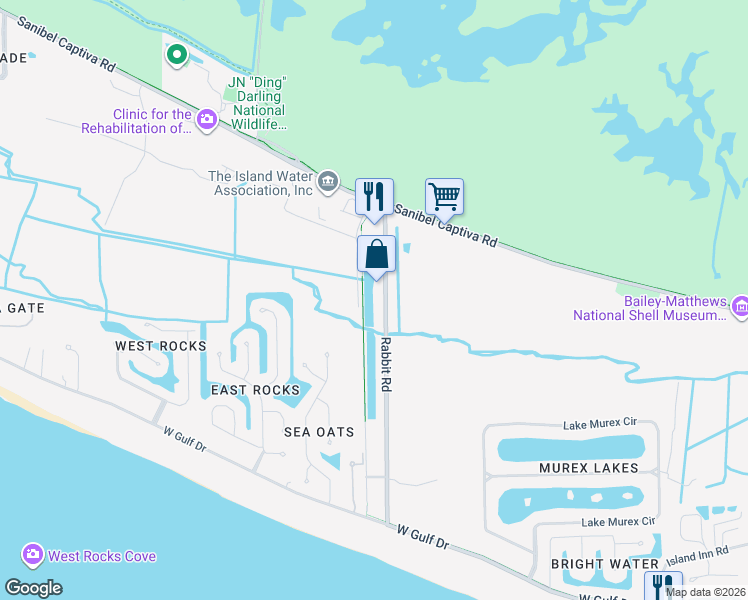 map of restaurants, bars, coffee shops, grocery stores, and more near 783 Rabbit Road in Sanibel