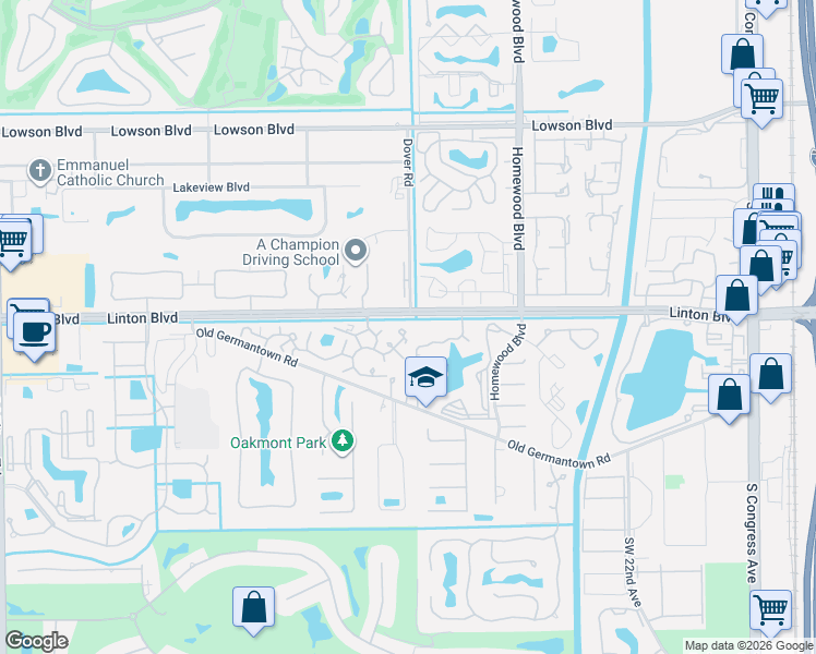 map of restaurants, bars, coffee shops, grocery stores, and more near 3001 San Clara Drive in Delray Beach
