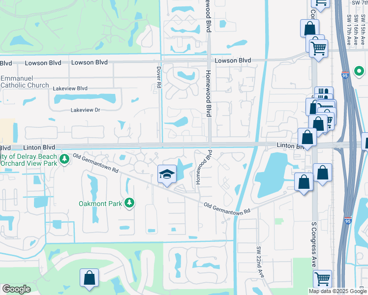 map of restaurants, bars, coffee shops, grocery stores, and more near 1700 Palm Cove Boulevard in Delray Beach