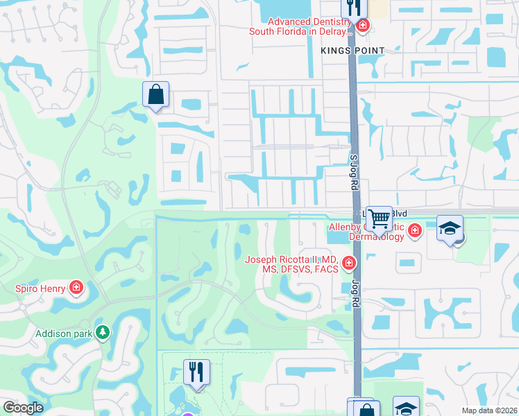 map of restaurants, bars, coffee shops, grocery stores, and more near 121 Saxony Lane in Delray Beach