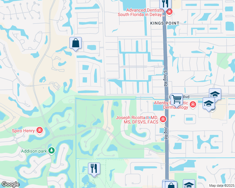 map of restaurants, bars, coffee shops, grocery stores, and more near 22 Saxony Lane in Delray Beach