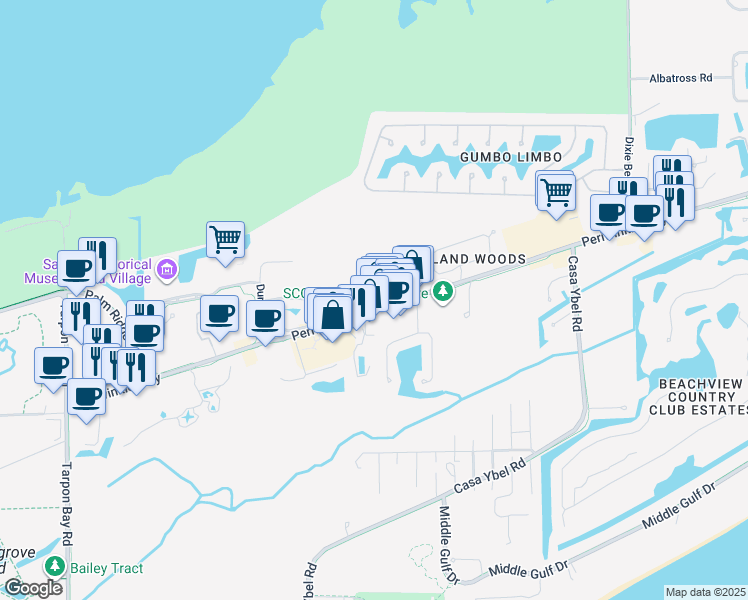 map of restaurants, bars, coffee shops, grocery stores, and more near 1997 Periwinkle Way in Sanibel