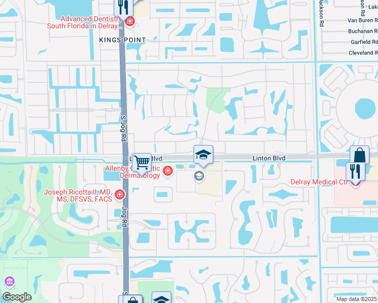 map of restaurants, bars, coffee shops, grocery stores, and more near 5876 Linton Boulevard in Delray Beach