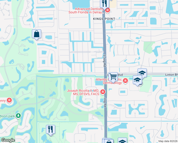 map of restaurants, bars, coffee shops, grocery stores, and more near 49 Saxony Lane in Delray Beach