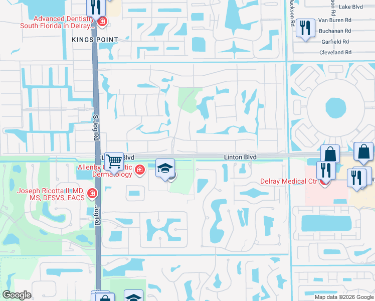 map of restaurants, bars, coffee shops, grocery stores, and more near 257 Flanders F in Delray Beach