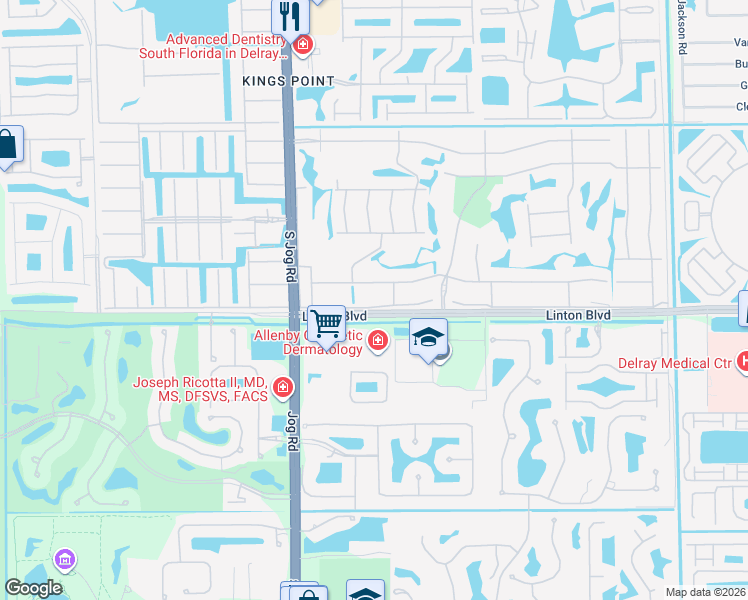 map of restaurants, bars, coffee shops, grocery stores, and more near 16050 Poppy Seed Circle in Delray Beach