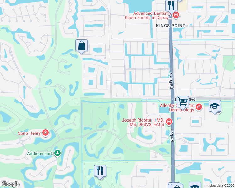 map of restaurants, bars, coffee shops, grocery stores, and more near 22 Saxony Lane in Delray Beach